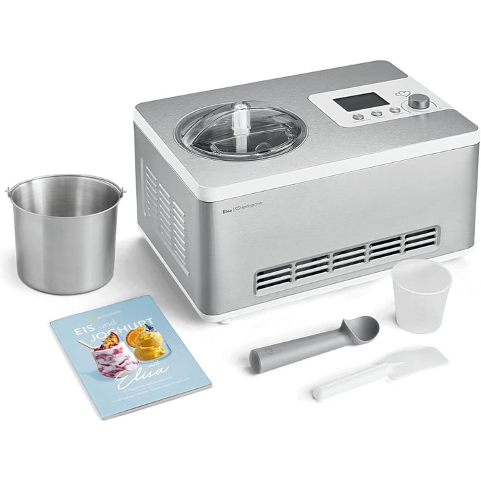 Морожениця та йогуртниця 2,0 л з самоохолоджуючим компресором 180 Вт з контейнером для зберігання Springlane