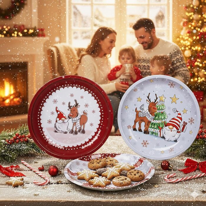 Банки для цукерок KAMACA 1,2 л Набір із 6 банок для цукерок з кришками Герметичний диспенсер для зберігання, придатний для миття в посудомийній машині, у вінтажному стилі для солодощів, кукурудзяних пластівців, печива та іншого (Набір із 3 різдвяних тісте