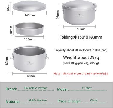 Набір для кемпінгу 900 мл. Boundless Voyage Ti1095T