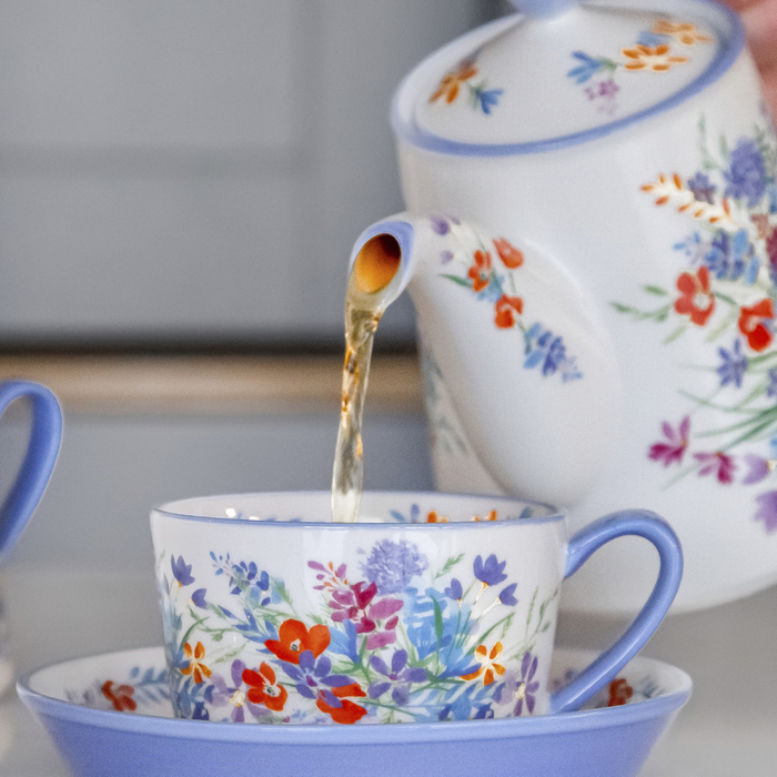 Чайник заварювальний London Pottery VISCRI MEADOW, кераміка, слонова кістка/васильковий синій, 900 мл