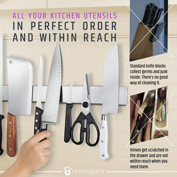 Магнітний тримач для ножів преміум-класу 61 см HMmagnets