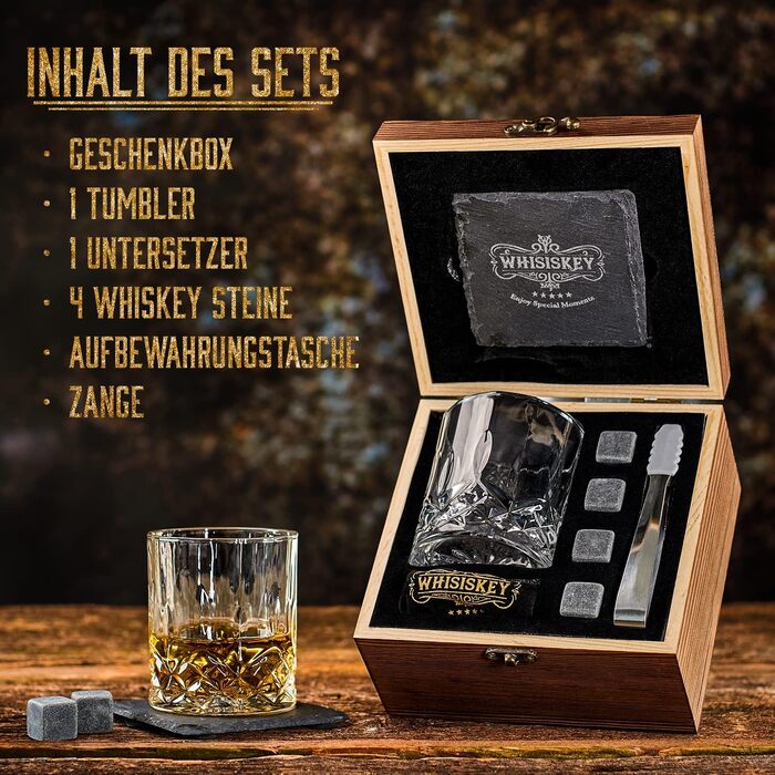 Набір склянок для віскі, аксесуари для віскі та 4 камені для віскі Whisiskey