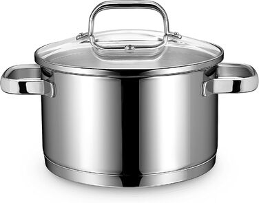 Маленька індукційна каструля Linnuo 16 см зі скляною кришкою, маленька каструля об&39ємом 1,5 л виготовлена з нержавіючої сталі 18/10, ручка не нагрівається, коване дно для всіх плит, міні-каструля, каструля для молока, індукційна каструля (20 см 3,5 л)