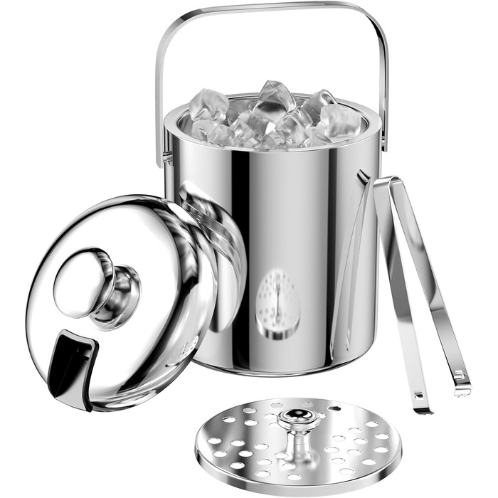 Відро для льоду з нержавіючої сталі з герметичною кришкою 1,3 л Ghazpmuk