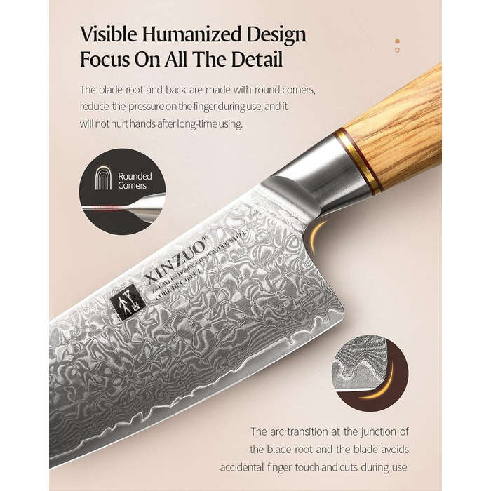 Кухарський ніж 21,2 см, дамаська сталь XINZUO