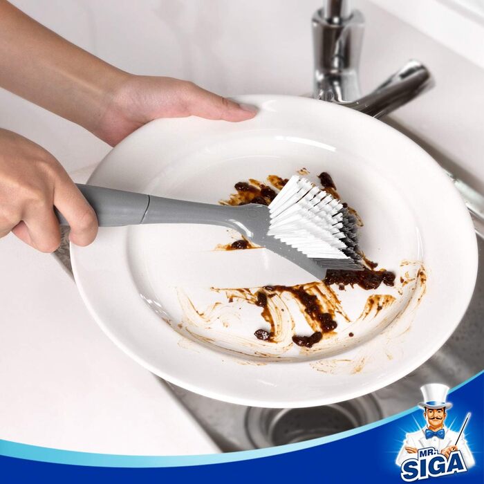 Щітка для миття посуду з нековзною ручкою та вбудованим скребком 2 шт. MR.SIGA