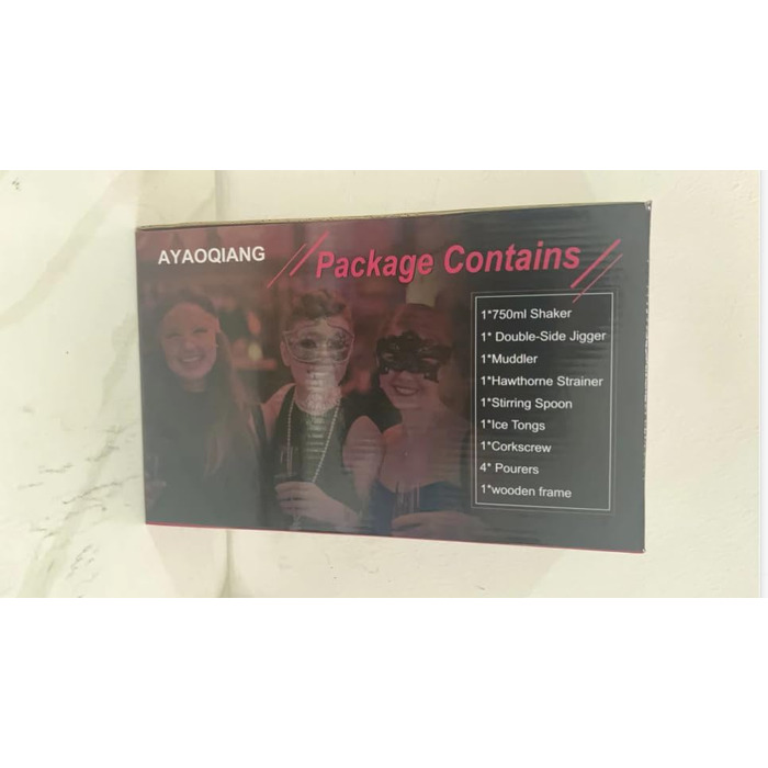 Коктейльний набір з 12 предметів з дерев'яною підставкою, мірною склянкою та барною ложкою AYAOQIANG