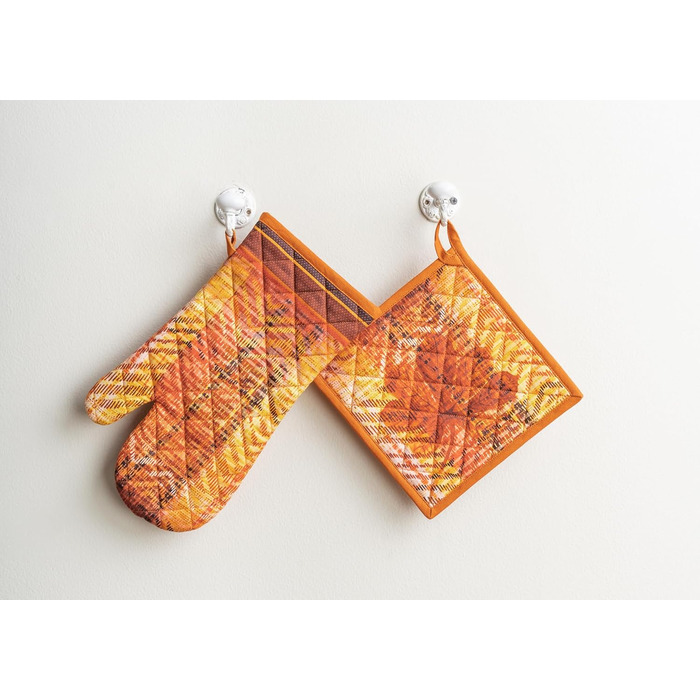 Рукавички для духовки Maison d&39 Hermine, Прихватки для каструль, 100 бавовна, термостійкі кухонні рукавички, рукавички для духовки (19 x 33 см) та прихватки для каструль (20 x 20 см) для приготування їжі, Morzine - Рукавички для духовки (19 x 33 см) та 