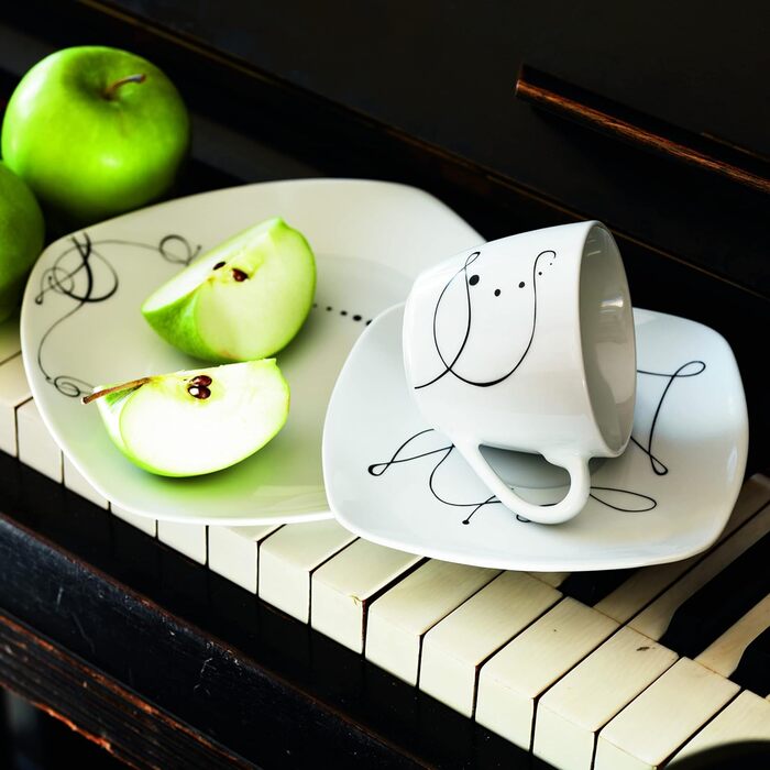 Серія Шансон, комбінований сервіз 30 предметів, порцеляновий набір посуду, на 6 персон, білий