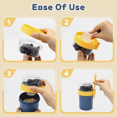 Стаканчик для пластівців 870 мл з ложкою та щіточкою, синій Forbabe