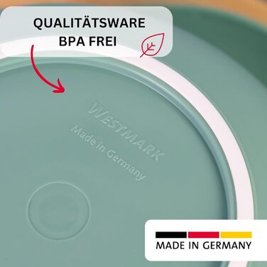 Миска для випічки Westmark 3,5 л - з носиком - кришка з двох частин - миска для змішування без бісфенолу А, нековзна та придатна для миття в посудомийній машині (червона/біла) (м'ятно-зелена, без кришки)