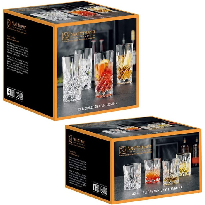 Набір склянок для віскі та лонгдрінків, 8 предметів, Nobelesse Nachtmann