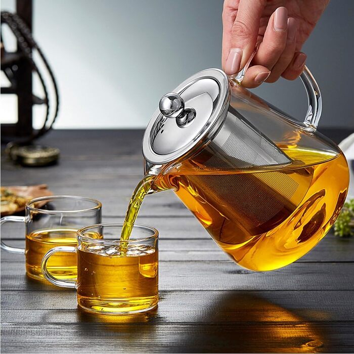 Скляний чайник з ситечком з нержавіючої сталі 750 мл TAMUME