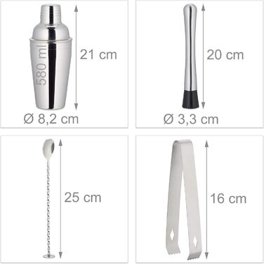 Барний набір для коктейлів, 10 предметів Relaxdays