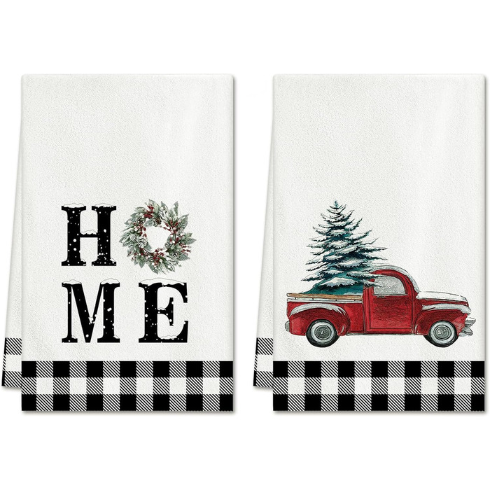 Набір з 2 різдвяних кухонних рушників 45 x 65 см, набір J Автомобіль Ohok