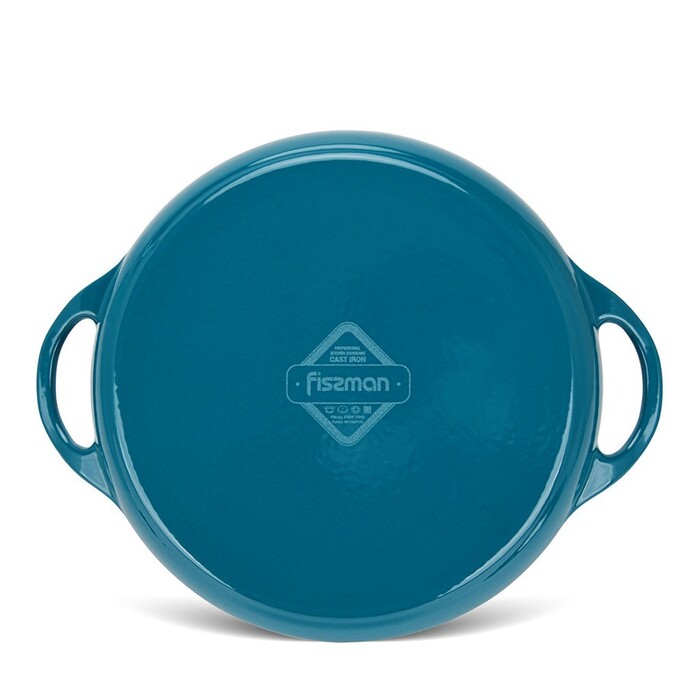 Кругла пательня гриль Fissman 30x4,0 см з боковими ручками емальований чавун (4044)