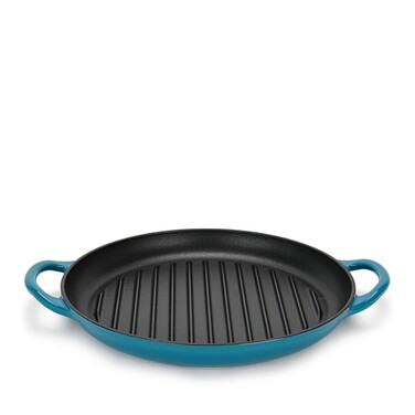 Кругла пательня гриль Fissman 30x4,0 см з боковими ручками емальований чавун (4044)