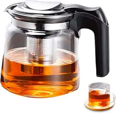 Термостійкий скляний чайник із кришкою 1,5 літра Leikurvo