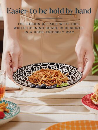 Столовая тарелка керамическая, набор обеденных тарелок 6 шт., набор разноцветных тарелок большой, фарфоровая паста салат набор тарелок, десертная тарелка, круглые сервировочные миски прочный для ужина Рождество (21,6 см), 26,7