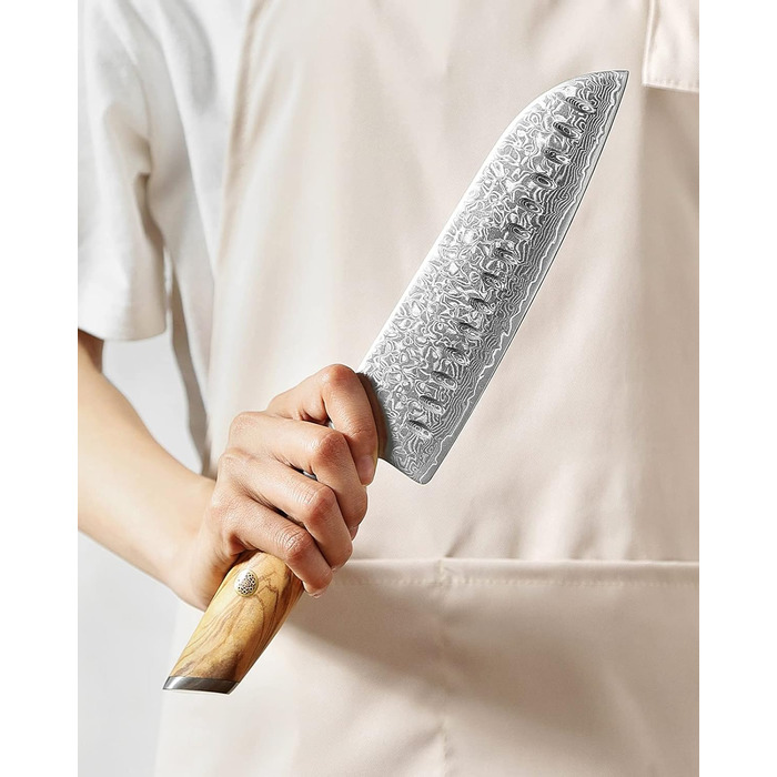 Нож сантоку 18,2 см, дамасская сталь Lan XINZUO