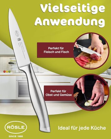 Високоякісний кухонний ніж 20 см для м&39яса, риби, птиці та овочів, нержавіюча сталь 18/10, ергономічна срібна ручка, гострий ніж для кухні (ніж для чищення овочів)
