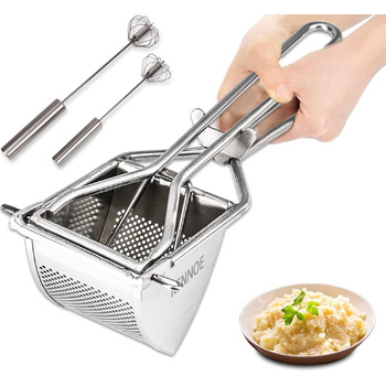 Картопляний товкач - Прес для шпецле - Професійний картопляний прес - Картопляний прес для картопляного пюре, фруктових соків, овочевого пюре, пюре (картопляний прес та 2 вінчики)