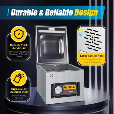 Камерний вакуумний пакувальник з нержавіючої сталі 3-в-1 120 Вт SICHENSH