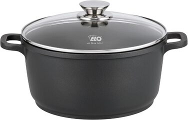 Каструля ELO Alucast 16 см зі скляною кришкою, виготовлена з високоякісного литого алюмінію - високоякісна, антипригарна, без PFAS з покриттям ELODUR Select, підходить для індукції, чорна (4 літри)