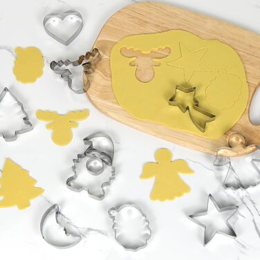 Різдвяні формочки для печива, набір формочок для печива гном Санта Клаус, формочка для печива з нержавіючої сталі у формі лося, формочка для печива з 4 головами лося, подарункові формочки для печива для випікання помадних тортів (барвиста тема A6)