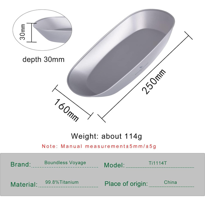 Титанова тарілка для кемпінгу iBasingo