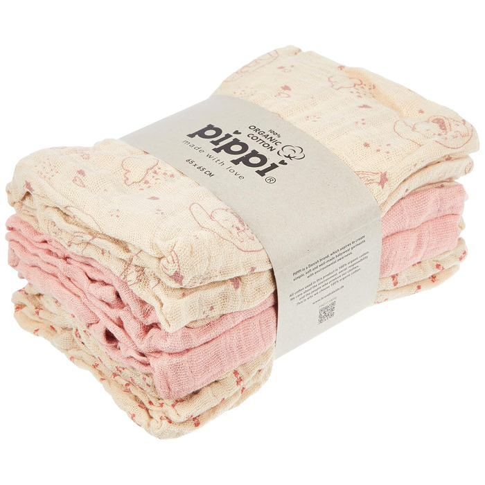 Набір із 6 тканинних/прокладок для дітей/муслінових підгузків унісекс Pippi, 65x65 см (Sheer Bliss)