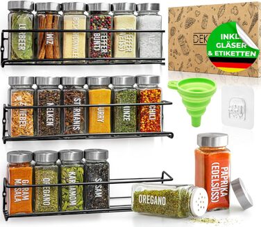 Набір з 18 баночок для спецій з настінними полицями DEKOFY