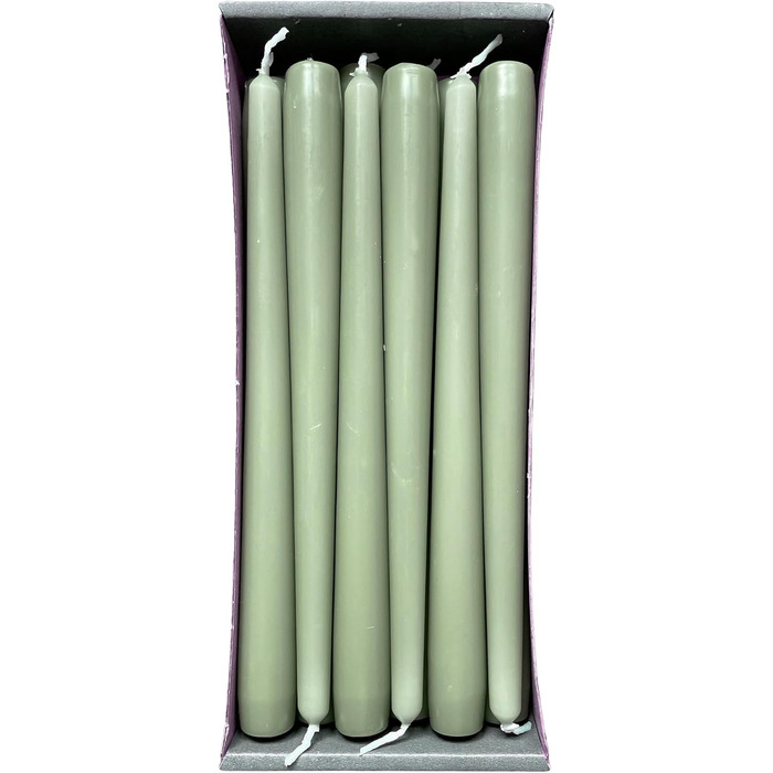 Конічних свічок 2.3 x сертифіковані RAL, без протікання та диму, час горіння приблизно 8 годин прикраса столу та свічник (25 см, пильно-зелений), 12