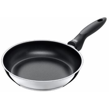 Сковорода індукційна 24 см, нержавіюча сталь з антипригарним покриттям, стійка до корозії, з пластиковою ручкою, підходить для всіх типів плит, витримує температуру в духовці до 70C, для делікатного смаження Сковорода 24 см