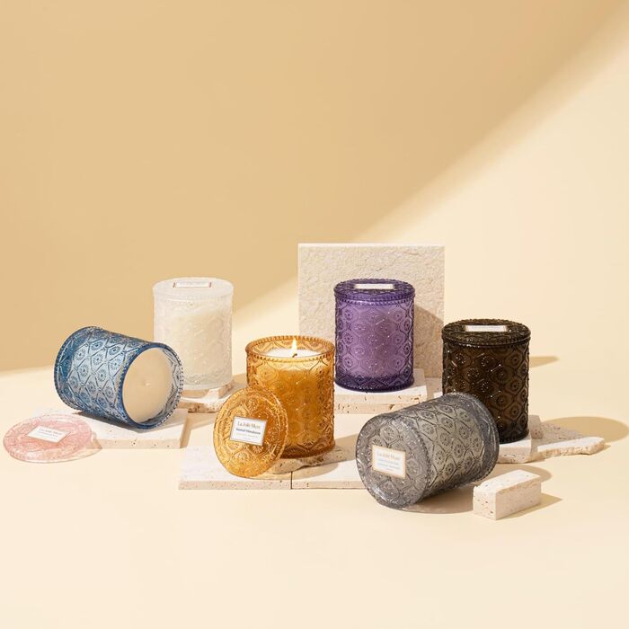 Ароматна свічка La Jole Muse у скляній свічці, подарунок для жінок, ароматичні свічки з сандаловим деревом для дому, час горіння 55 годин, 170 г. (Сандалове дерево та пачулі)