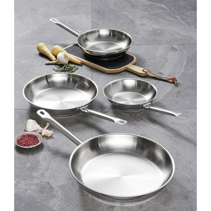 Сковорода Gastrosus Industar, нержавіюча сталь, срібло, (28 см)