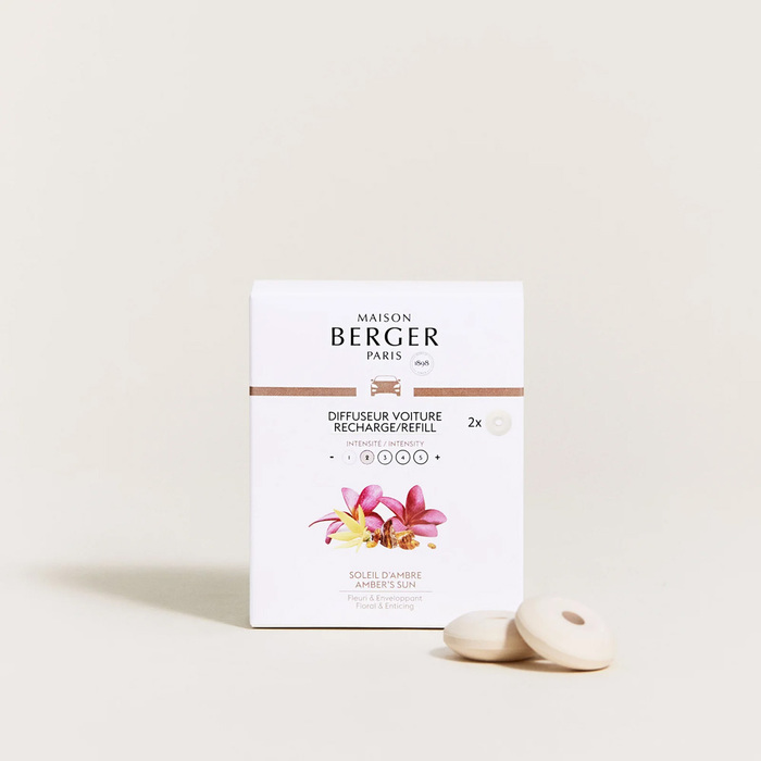 Картридж для диффузора для автомобиля Maison Berger Paris с ароматом AMBER'S SUN, 2 шт.
