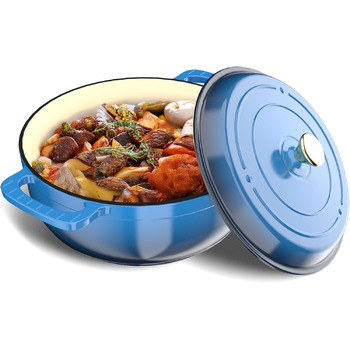 Чавунна жаровня 5,7 л з кришкою 28 см, синя LEADZM