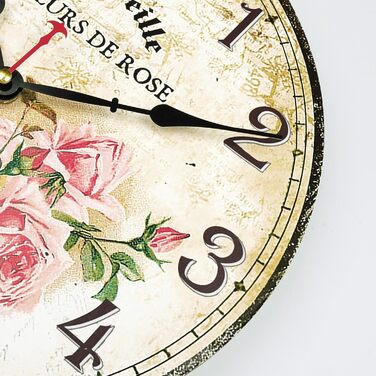 Безшумний настінний годинник Фіолетовий вінтажний, ретро дерев&39яний настінний годинник у стилі шеббі-шик Прикраса без цокання для вітальні, спальні, кухні, офісу 30 см (рожевий)