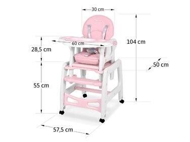 Дитячий стільчик для годування 5-в-1 рожевий Ricokids