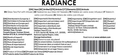 Скляний чайник із заварювальним фільтром 1л VAHDAM