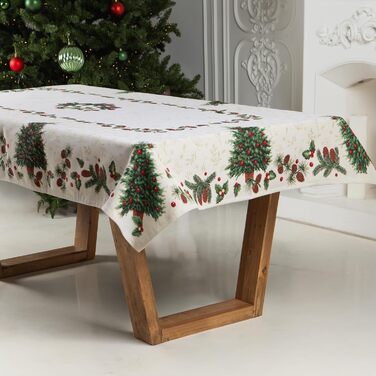 Різдвяна гобеленова скатертина Home of Christmas Скатертина на Різдво та Новий рік (Зелена ялинка (без блискіток), 140x180 см)