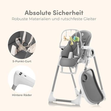 Дитячий стільчик для годування від 6 місяців темно-сірий Sweety Fox