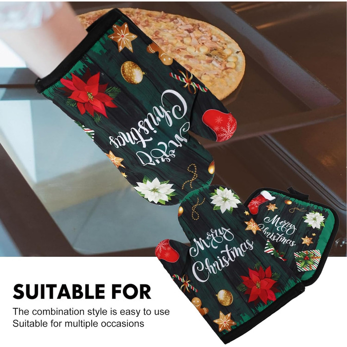 Різдвяний набір з 2 прихваток та 2 рукавичок для духовки, 4 предмети, зелений Cabilock