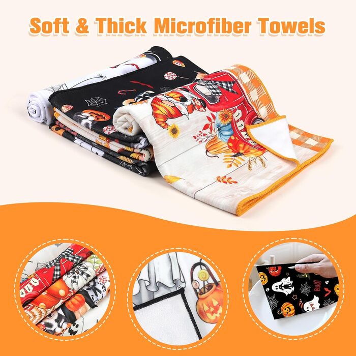 Кухонні рушники Arquiel Retro Luscuncher з мікрофібри, 2 шт., зимові кухонні рушники, абсорбуючі, подарунок на свято, новосілля, прикраса кухні (Хелловін 02, 40 x 60 см)