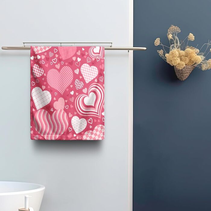 Різдвяні кухонні рушники Kwlegh, рушник для рук, різдвяна ялинка, цукерка-тростина, сніжинка, рушник для пальців, набір з 2 шт. , милий чоловічий банний рушник, високопоглинаючі рушники, 36 x (рожеві з сердечками)