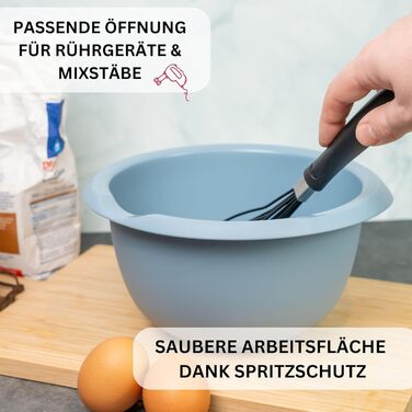 Миска для випічки Westmark 3,5 л - з носиком - кришка з двох частин - миска для змішування без бісфенолу А, нековзна та придатна для миття в посудомийній машині (червона/біла) (синя, без кришки)