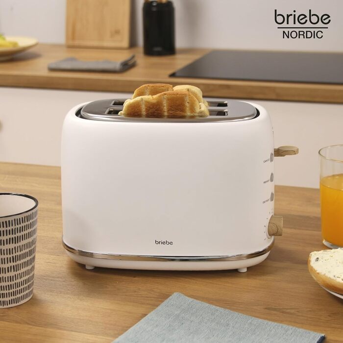 Електрочайник 1,7 л та тостер на 2 слоти, набір 2 предмети, білий Nordic Briebe