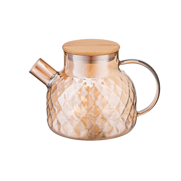 Чайник ARDESTO Golden Moon Diamond, 1000мл, боросиликатное стекло, бамбук, золотистый
