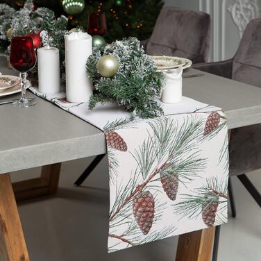 Різдвяна гобеленова скатертина Home of Christmas Скатертина на Різдво та Новий рік (Соснові шишки (без блискіток), доріжка 40x100 см)